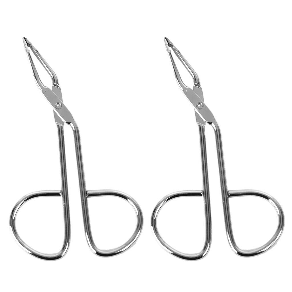 2pcs Eyebrow Scissors Shaped Tweezers with Curved Tips and Handles for Facial