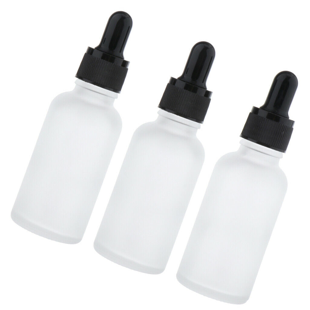 3Pcs 30ml Frosted Glass Mini Refillable Essential Oil Dropper Bottles