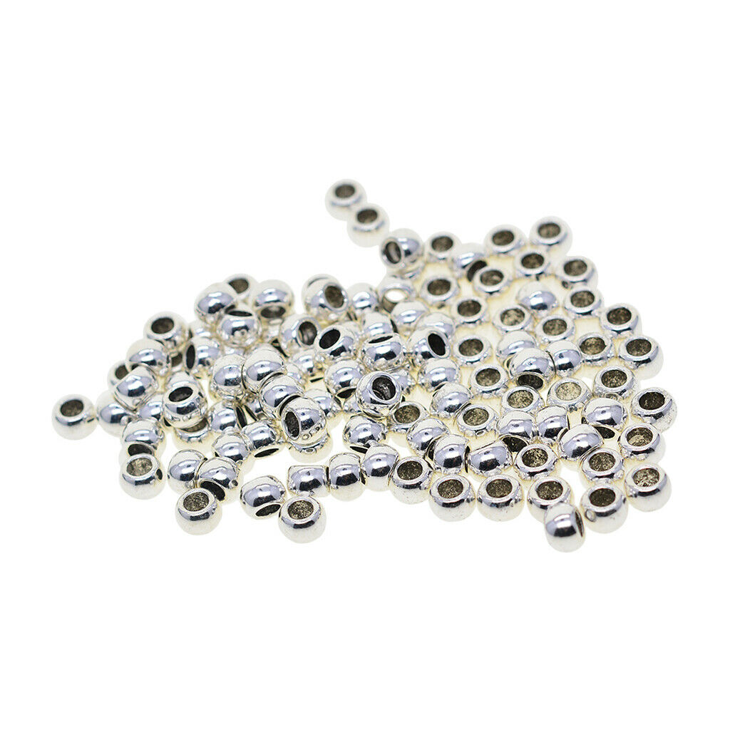 100 Pcs Alloy Round Loose Spacer Rondelle Beads Jewelry Making