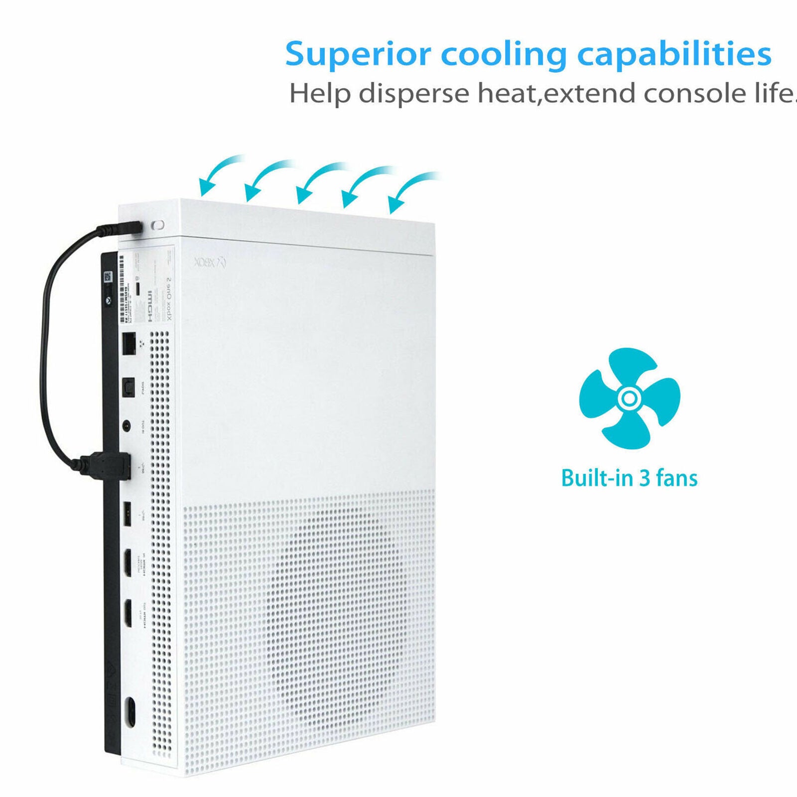 For Xbox One S Host Radiator Cooling Cooler Fan Exhauster Fans Dual USB Port