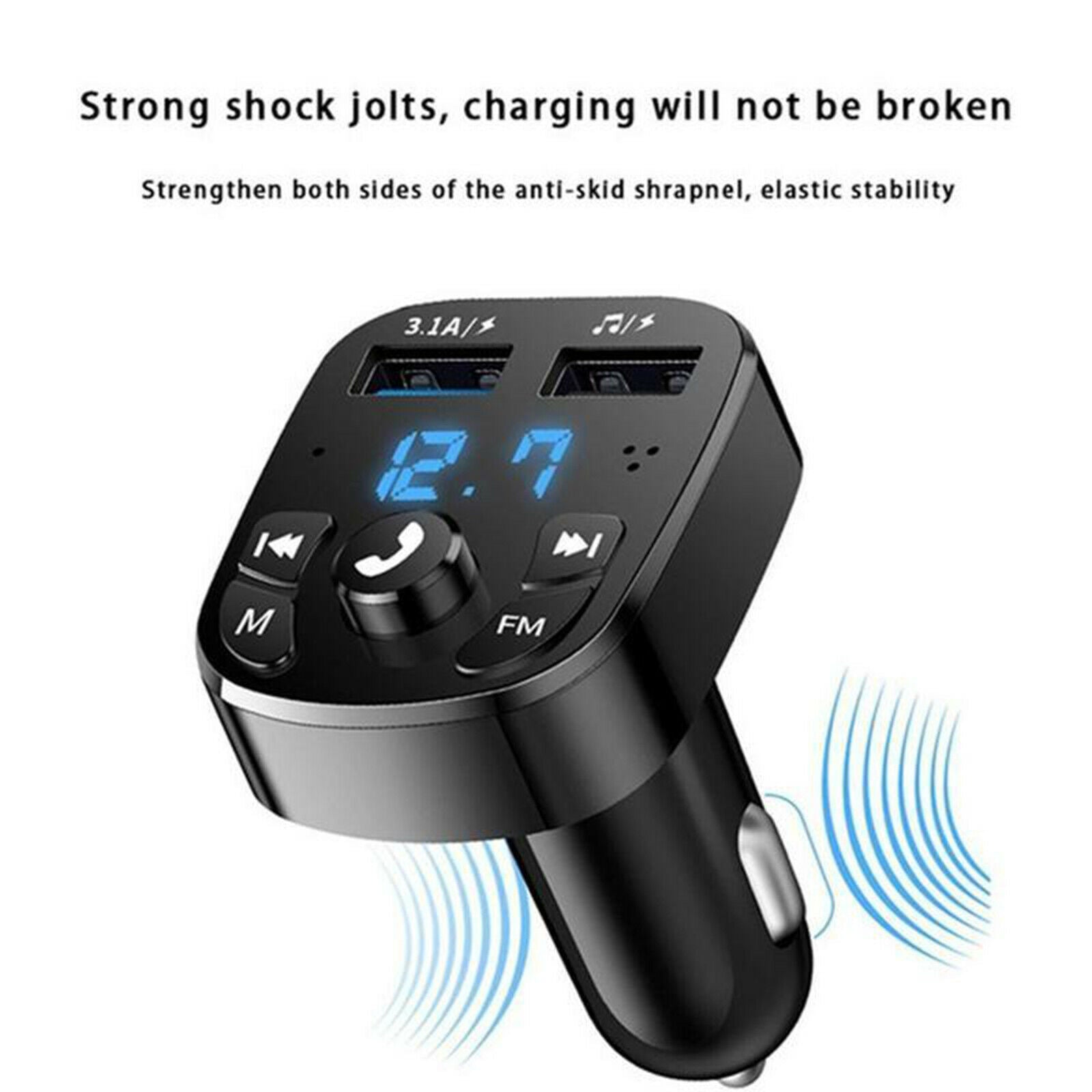 Wireless Handsfree Call Bluetooth FM Transmitter 12V/3.1A for Smartphones