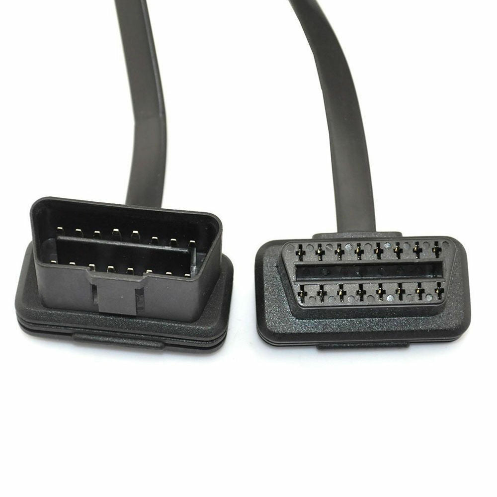 16 Pin Flat Noodle Male to Female Elbow 2FT OBD 2 Extension Diagnostic Cable -UK