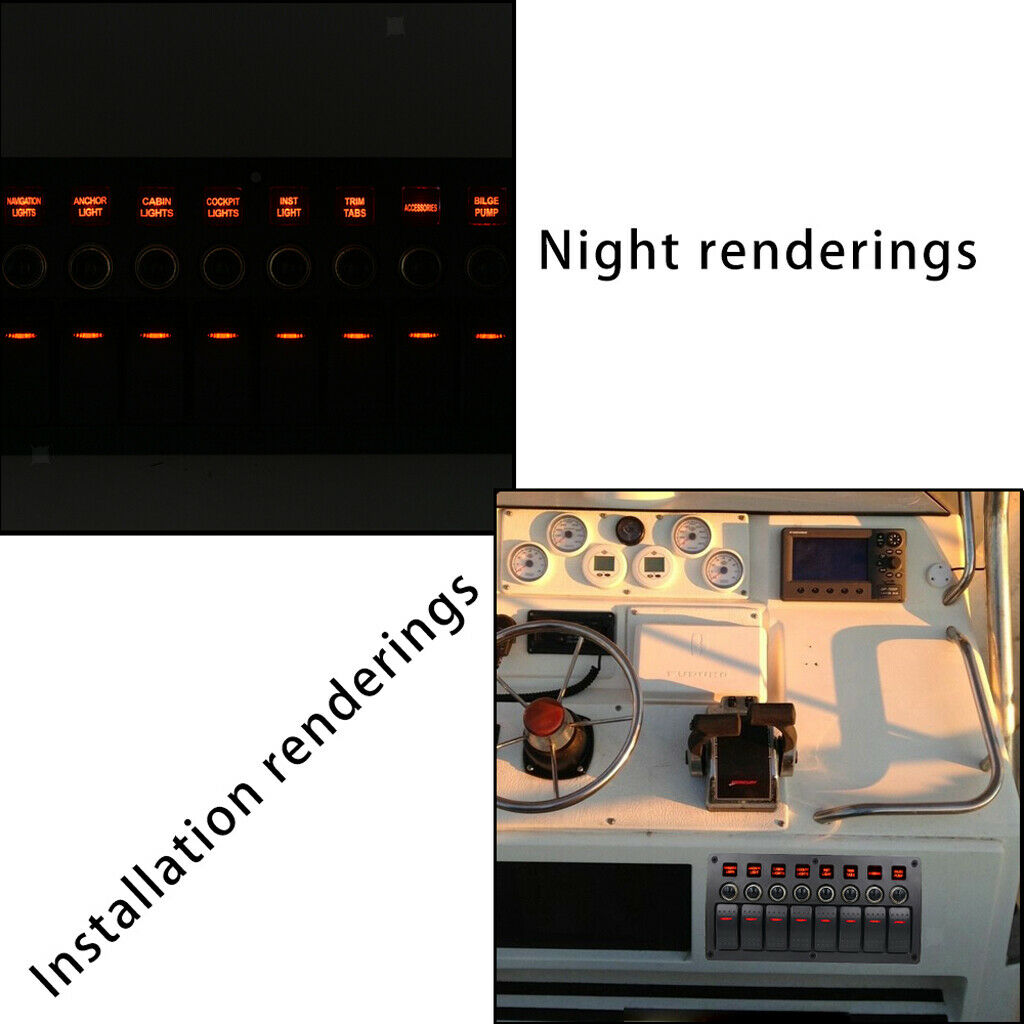 8 Red Illuminated Switch Panel Control Button Switch Board Equipment Interior