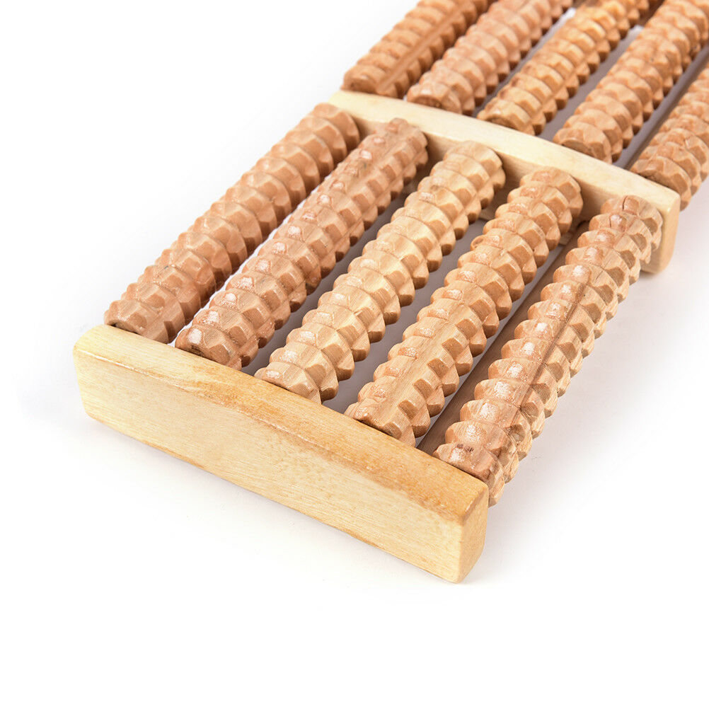 5 Row Wooden Foot Roller Wood Care Massage Reflexology Relax Relief Massager BDA