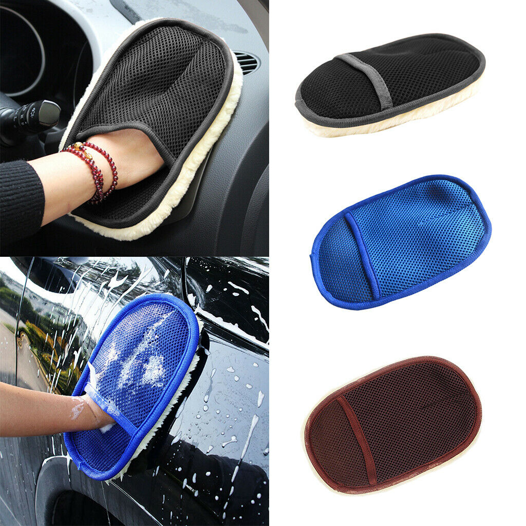 2x Car Care Washing  Artificial Wool Glove Pad Brush Cleaning Waxing Tool