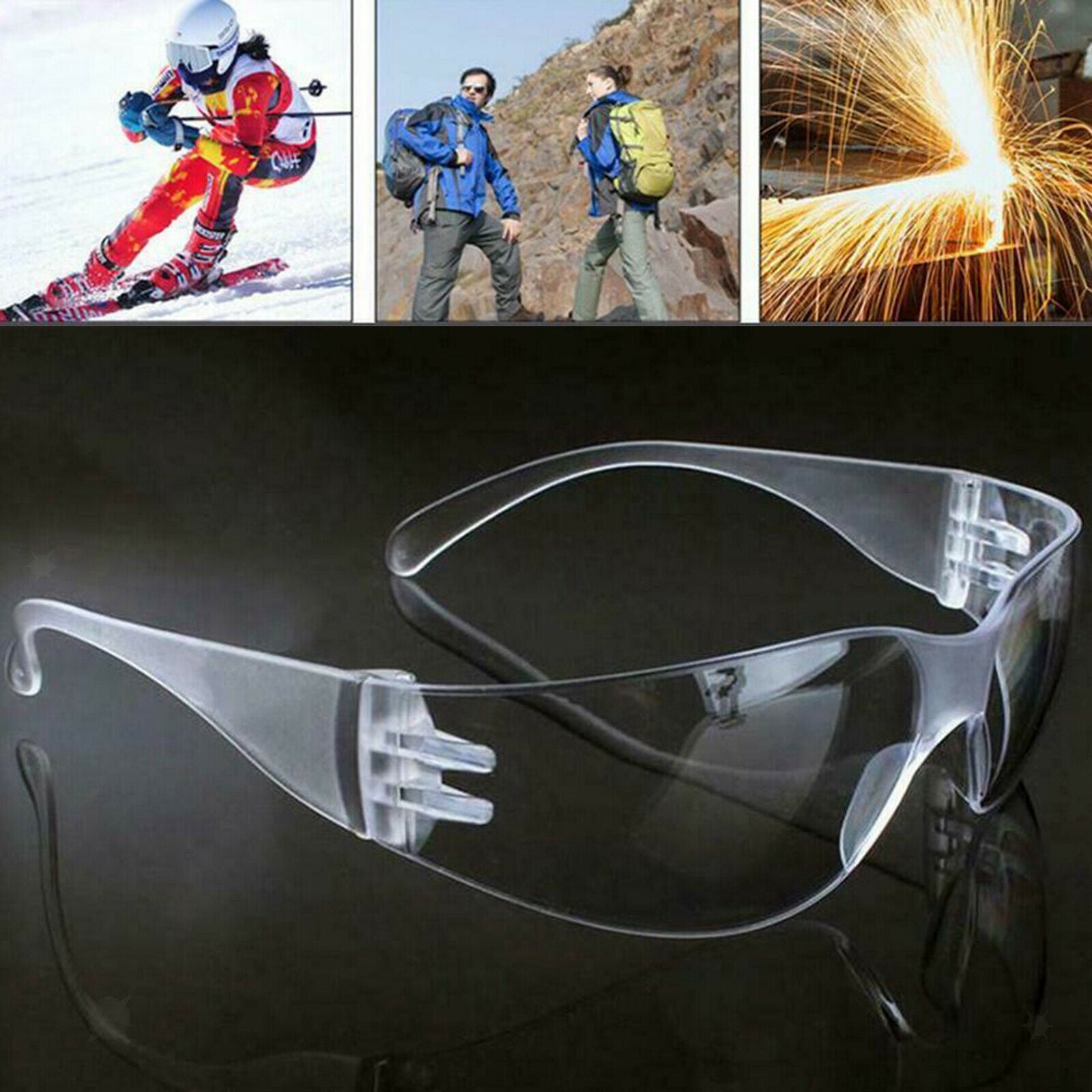 Safety Glasses Transparent Frame for Men Women Laboratory Chemicals Construction