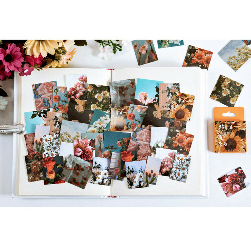46Pcs Flowers Series Scrapbooking Photo Album Stickers Craft DIY Sealing Tags