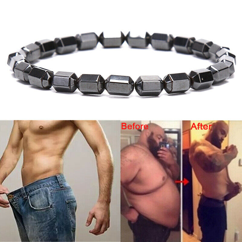 Natural Magnetic Hematite Black Beads Health Care Bracelet Bangles Men Je.l8