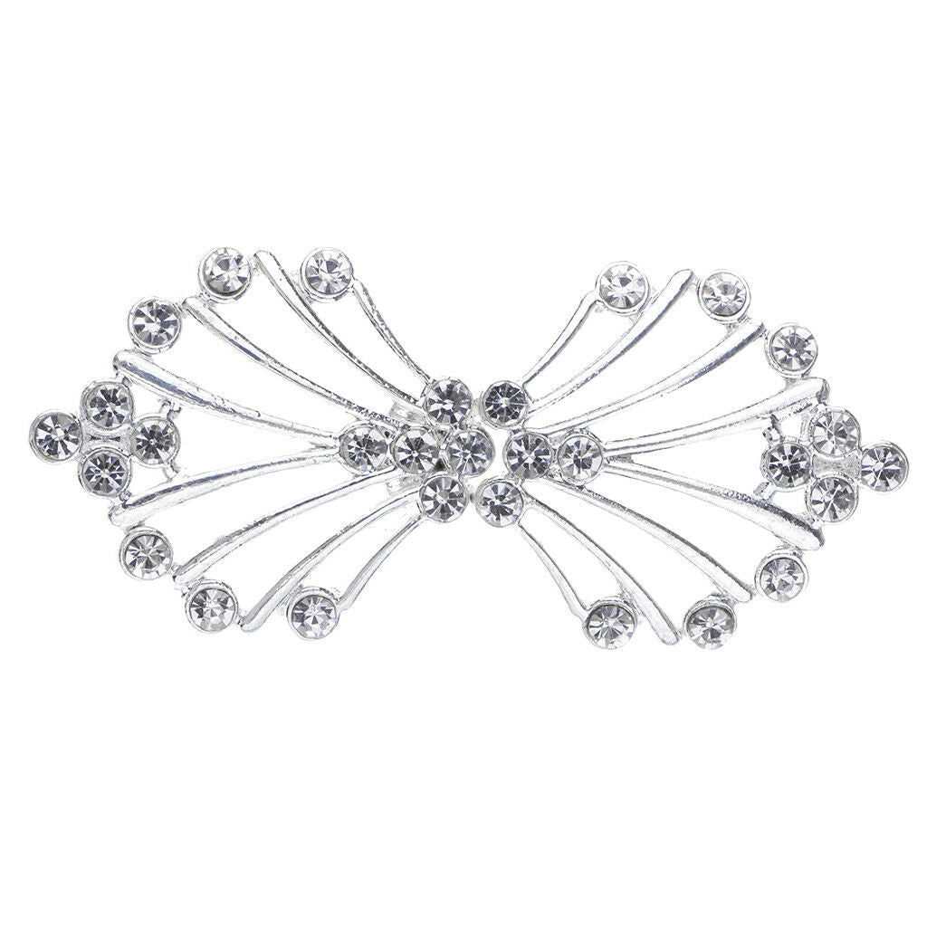 2 Pair Crystal Wedding Closure Hook & Eye Clasps Sewing Decorative Buttons