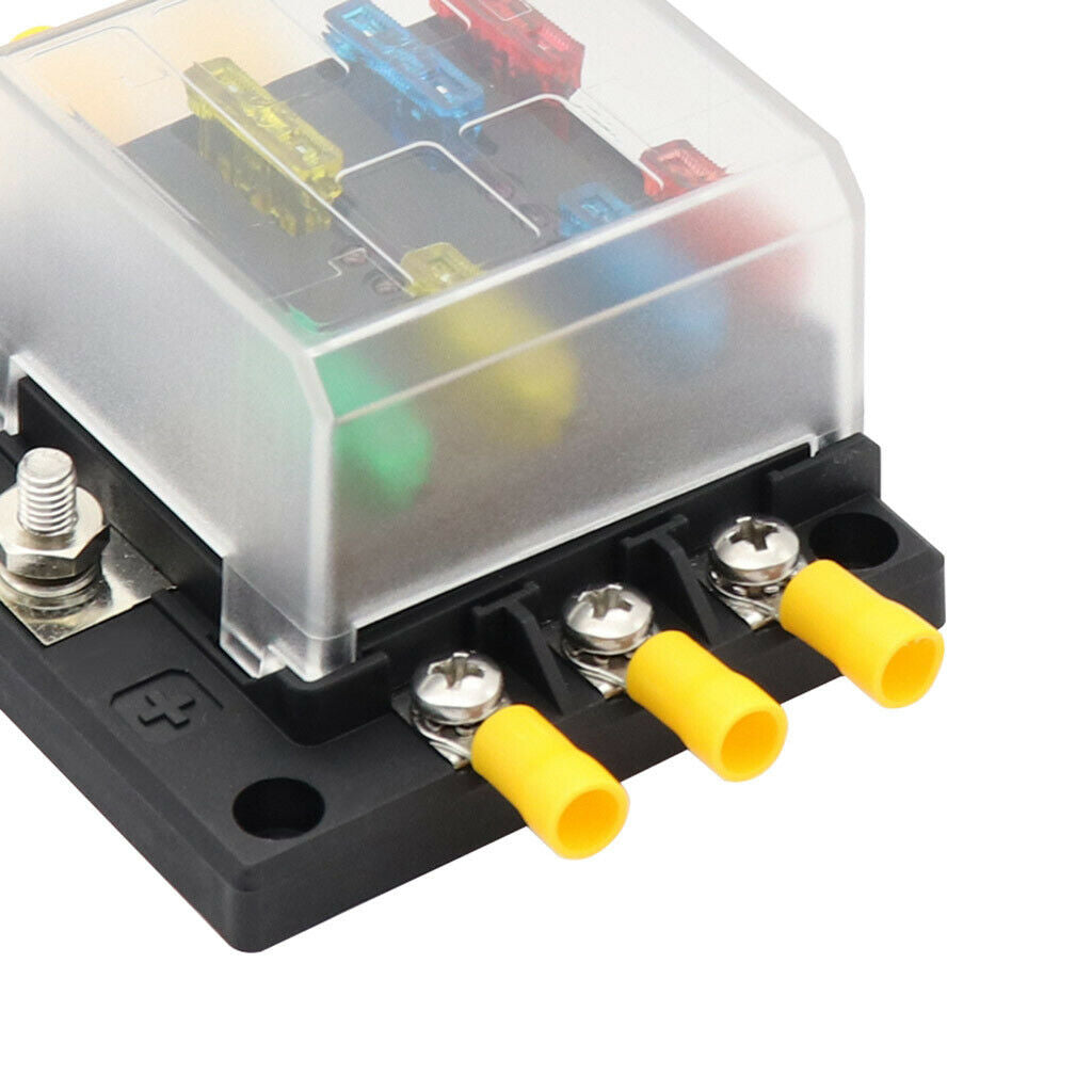 6-Way Blade Fuse Box Block Holder LED Indicator Light 12V-32V Marine Boats Car