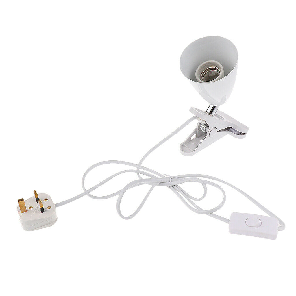 Bell Mouth Reptile Ceramic Heat Light UVB Bulb Lamp Holder E27 UK Plug White