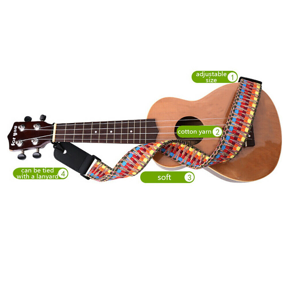 Adjustable Colorful Ukulele Cotton Strap Belt Weaving Style Strap Soft Le.l8