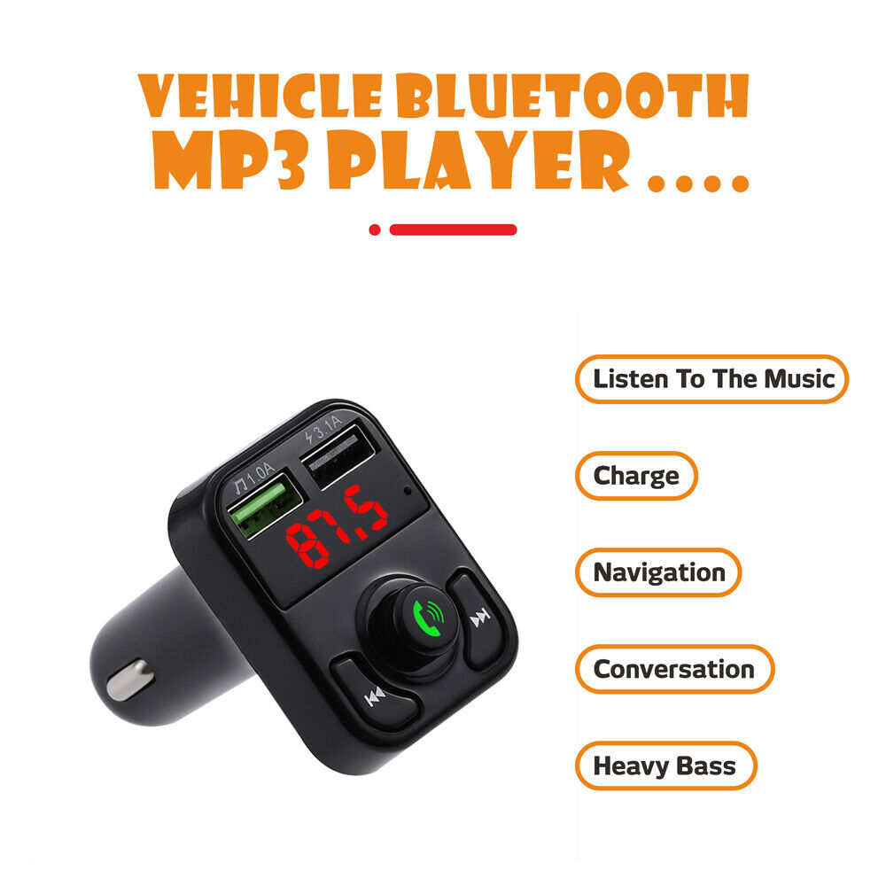 Bluetooth Handsfree Car Kit Car Audio MP3 Player Quick Charge Dual USB Car Charg