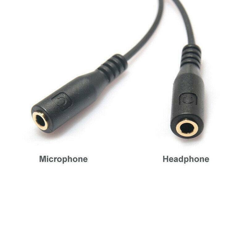 3.5mm TRRS Y Splitter 2 Female to 1 Male jack Headphone Mic Audio Adapter Cable@