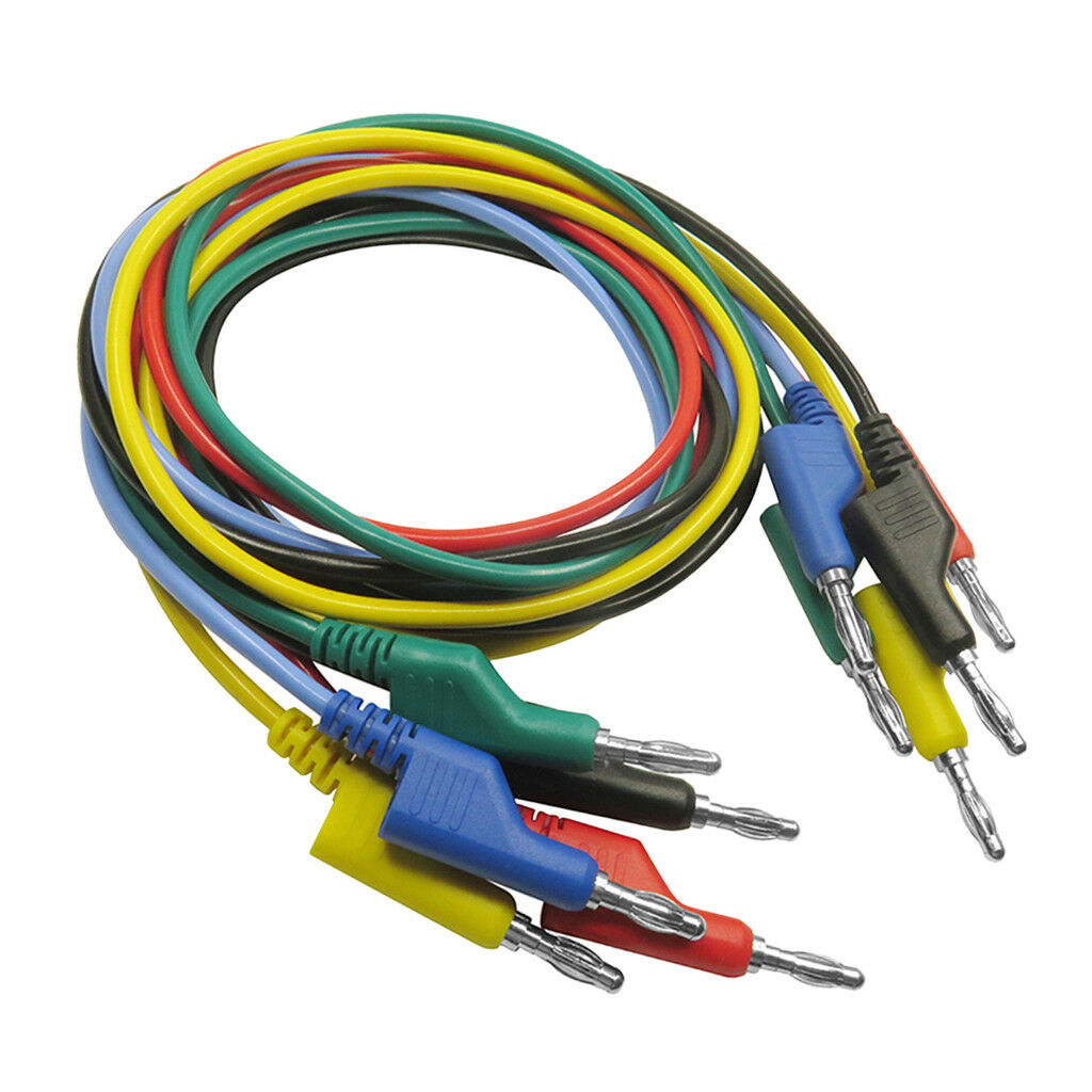 5Pcs 4mm Banana to Banana Plug Soft Silicone Test Cable Lead for Multimeter
