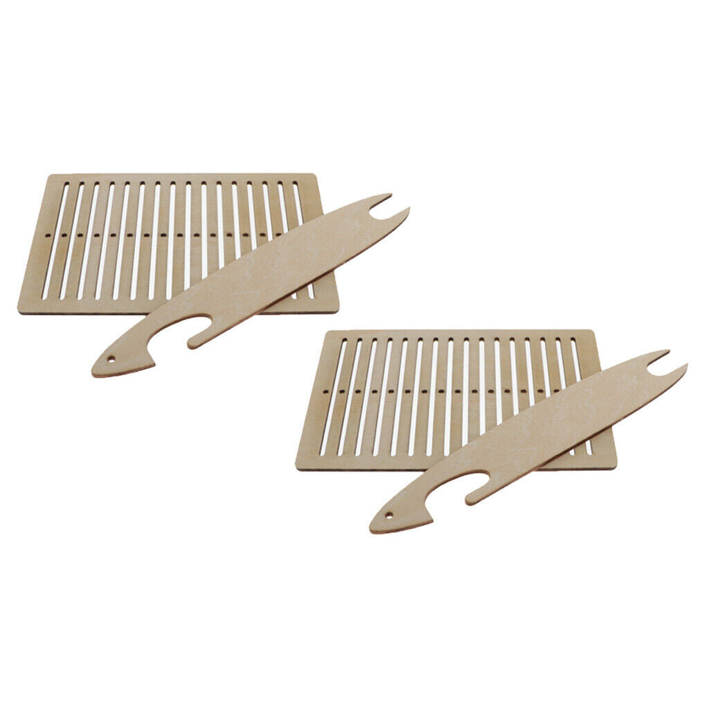 2Set Mini Weaving Looms Lab Knitting Sewing Wood Needles Comb Arts & Crafts