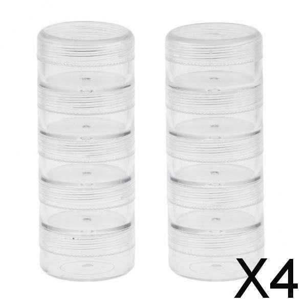 4X 2Set Stackable Beads Box Case Organizer w/ Screw Lids for Jewellery 95x36mm