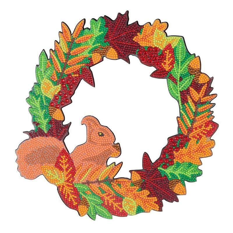 Squirrel Maple Leaf Wreath 5D Special Diamond Painting Embroidery Cross Stitch