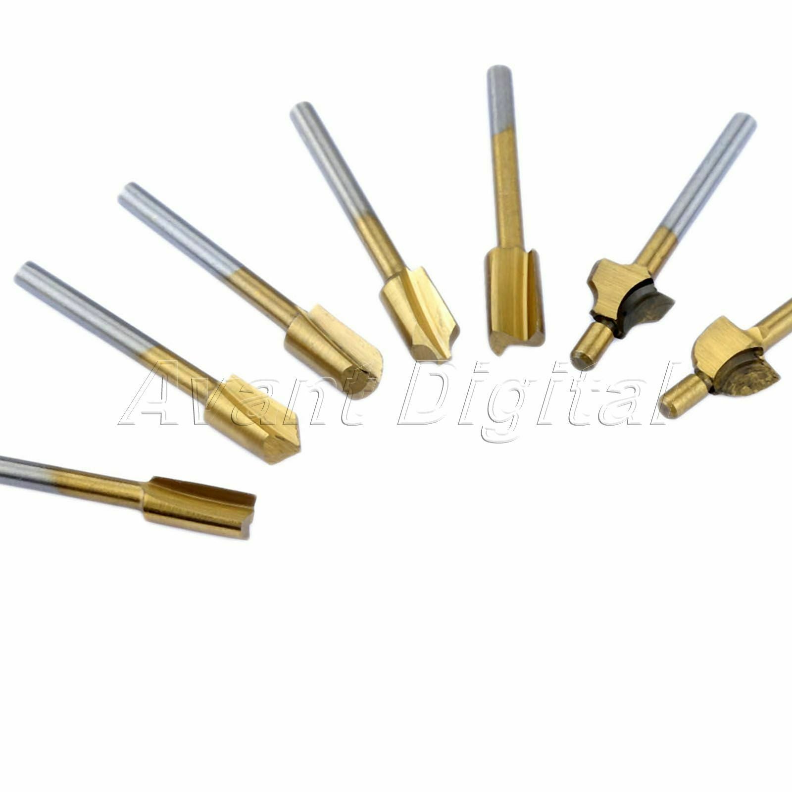 3.175mm Shank Trimmer Milling Cutters Router Bits Grinder Rotary Tool With Case