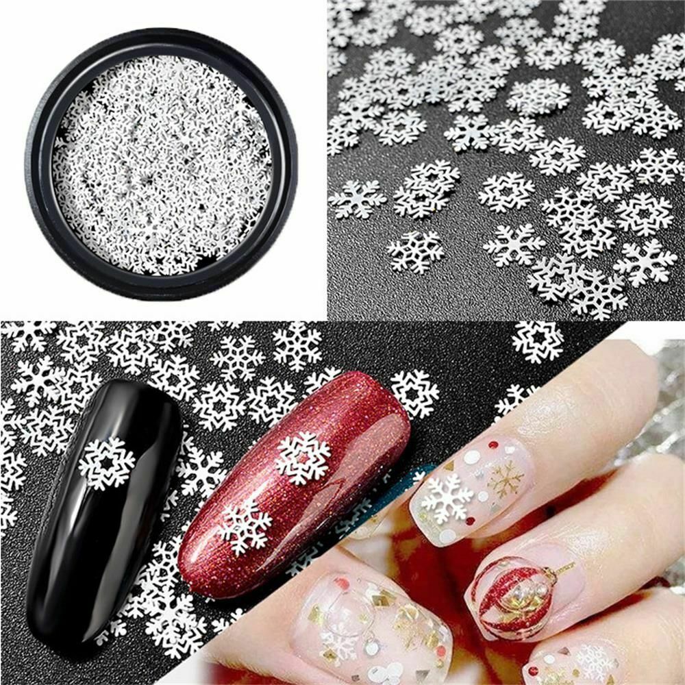 Manicure Decor Beauty Gillter Flakes White Snowflake DIY Art Tips Nail Sequins