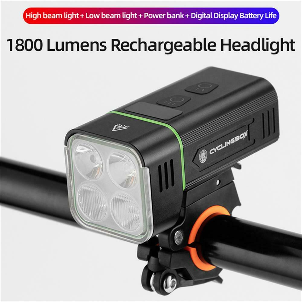 4 LED USB Rechargeable Bike Headlight 1800 Lumens Bicycle Front Light Waterproof