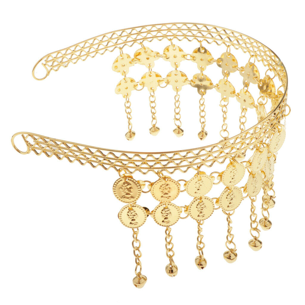 Women Belly Dance Tassel Dangle Headband Bridal Dresses Performance Jewelry