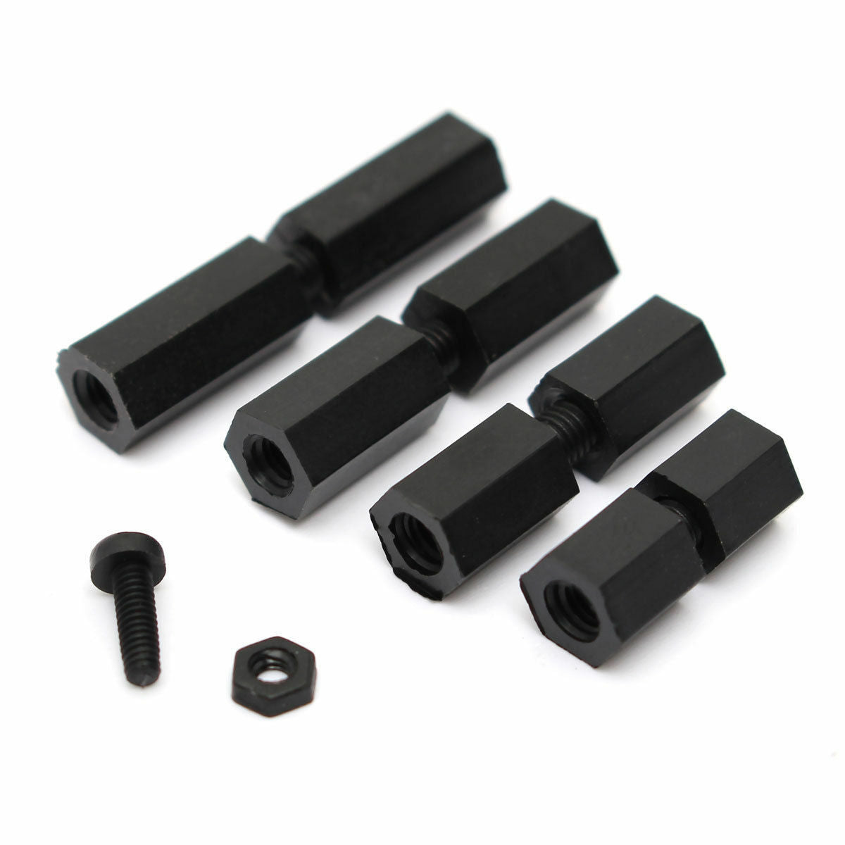 120pcs M2 Nylon Screw Black Hex Screw Nut Nylon PCB Standoff Assortment Kit Box