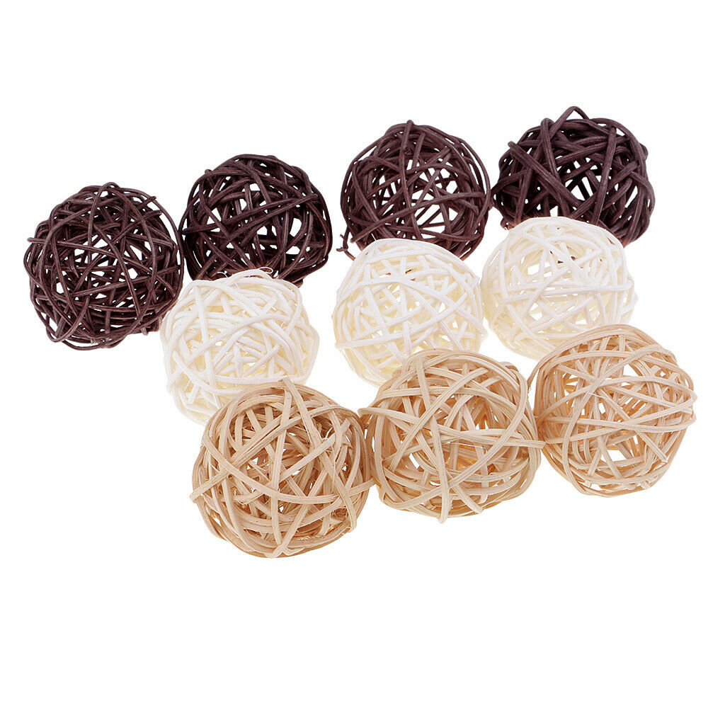 3X 6/10/15Pcs Wicker Rattan Bowl Fillers DIY Wedding Party Ornament 10pcs 5cm