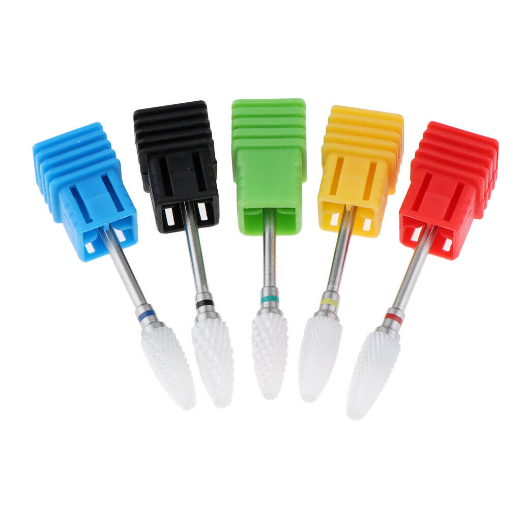 5pcs/set Ceramic Nail Art Grinding Head Drill Bits Manicure Gel Remover Tool - B