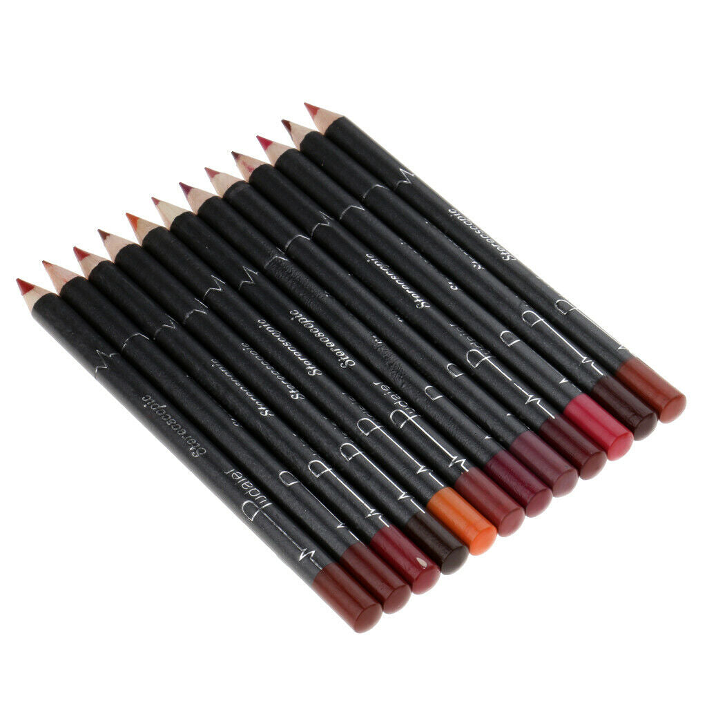 12 Colors Lip Pencils, Lip Pencils, Lip Liner with Lid, Long-lasting Matt