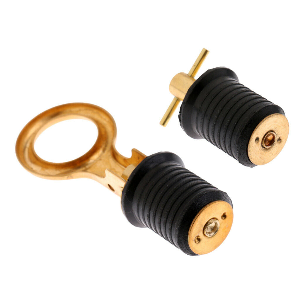 2 pcs Brass 1" Turn-Tite Snap-Tite Boat Bailer Transom Live Well Drain Plug