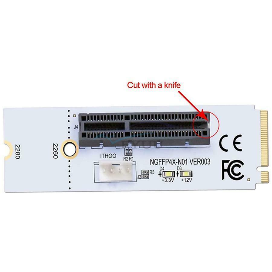 2 Set PC & Metal White 80x23mm NGFF M2 Key Adapter Card Support Windows System