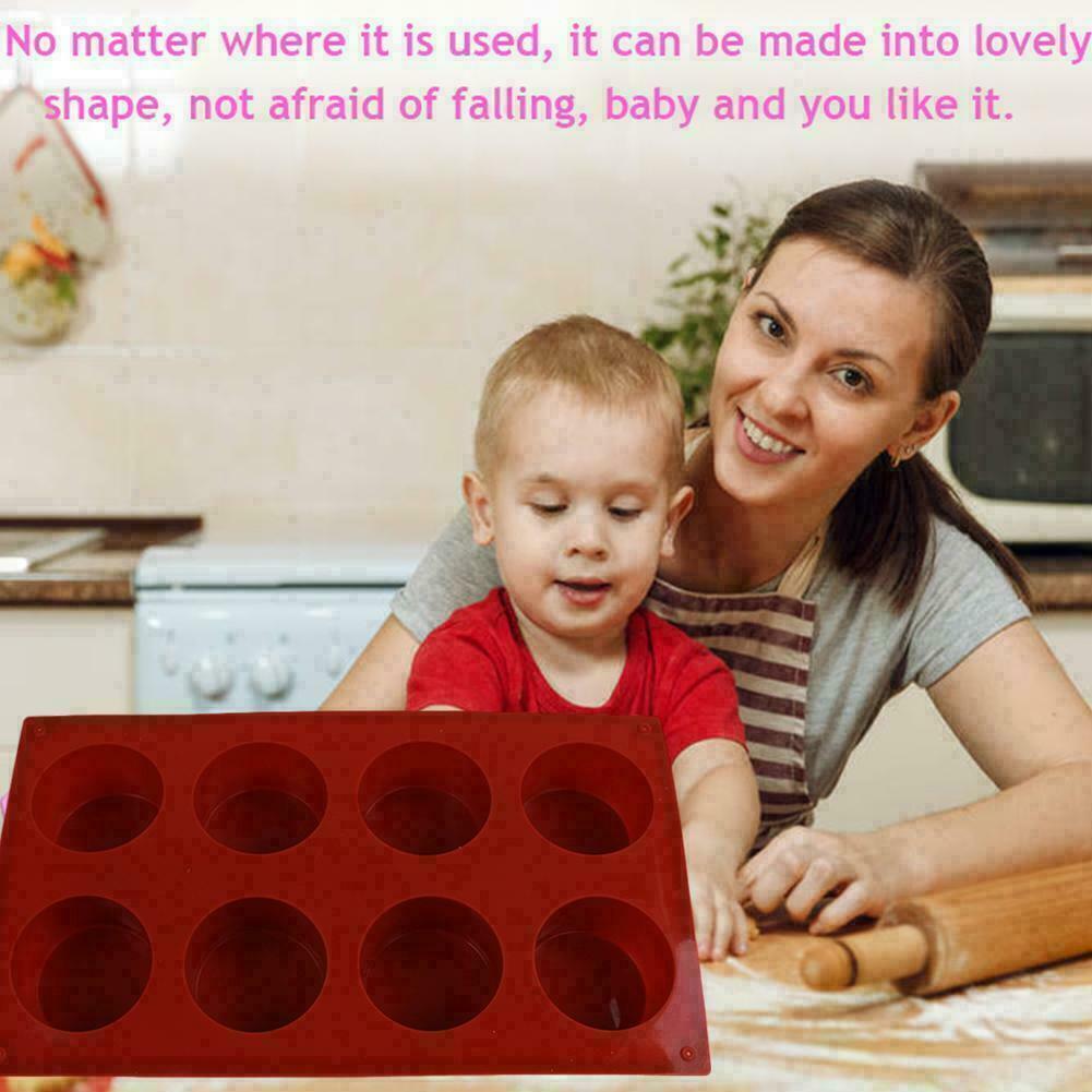 8Grids Round Silicone Mold Soap Cake Bread Cupcake Cheesecake Mould Baking U8W8