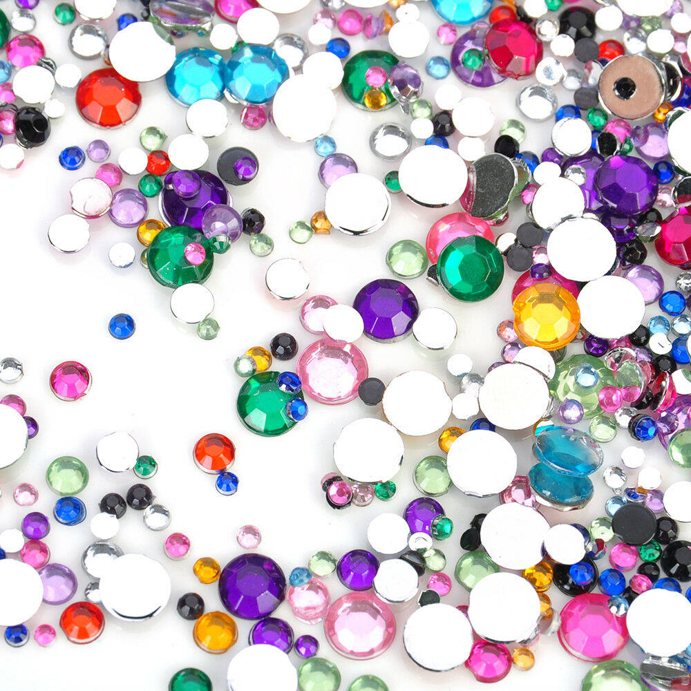 2000x Crystal Flat Back Rhinestones Assorted Size Nail Art Craft Decoration