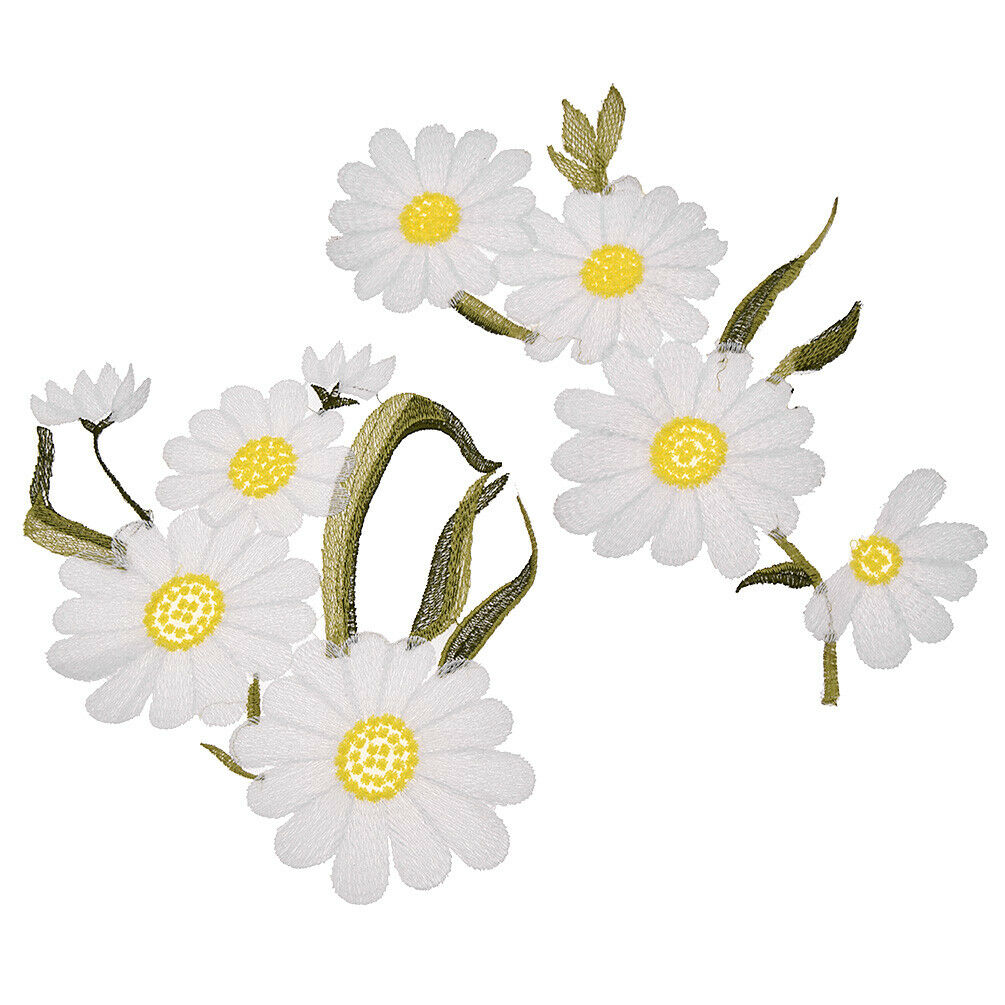 Daisy Flower Embroidered on Patch Iron  for Clothes Cap Fabric Applique Gifts