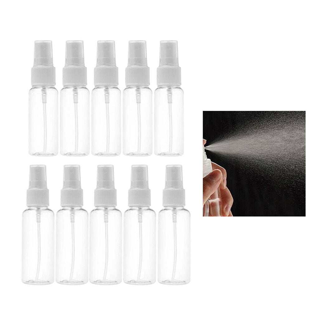 10x Portable Transparent Spray Cosmetic Bottles Reusable for Essential Oils