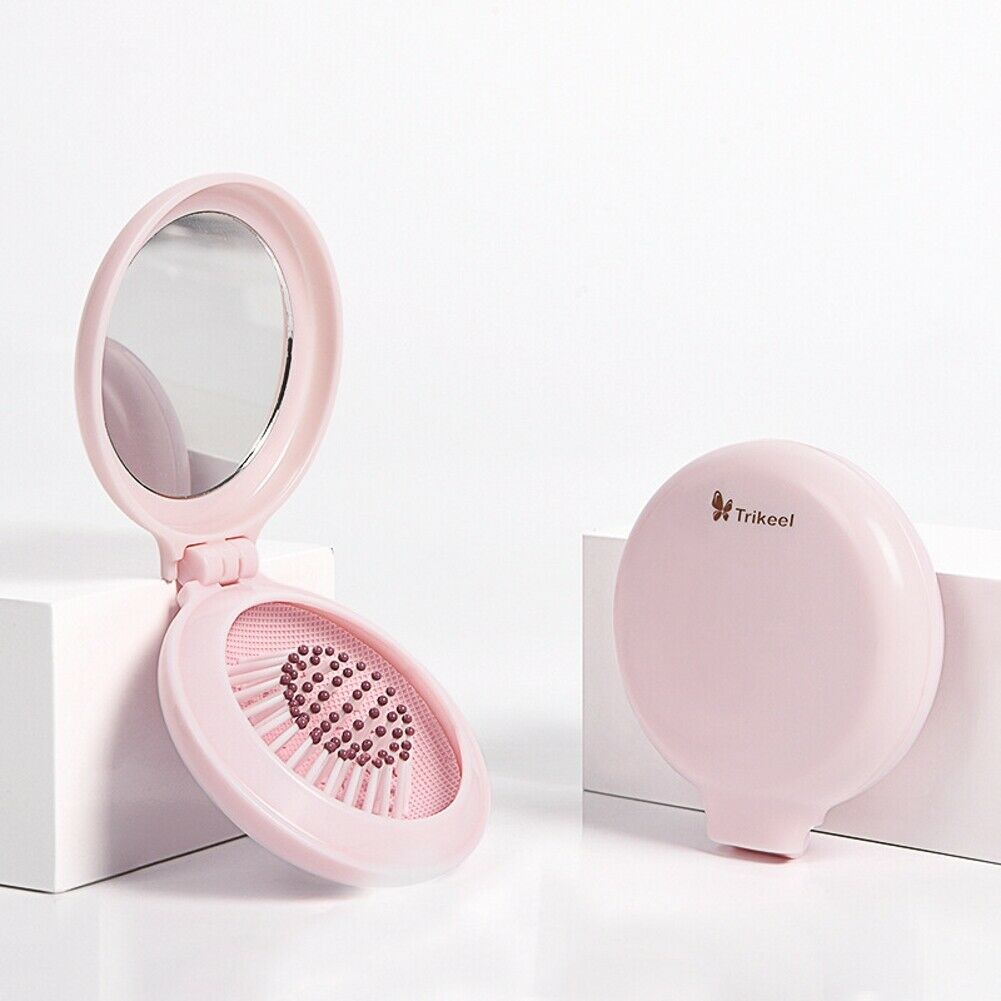 1Pcs Portable Round Mirror Hair Comb Hair Brush Pink Mini Airbag  Hair Brush