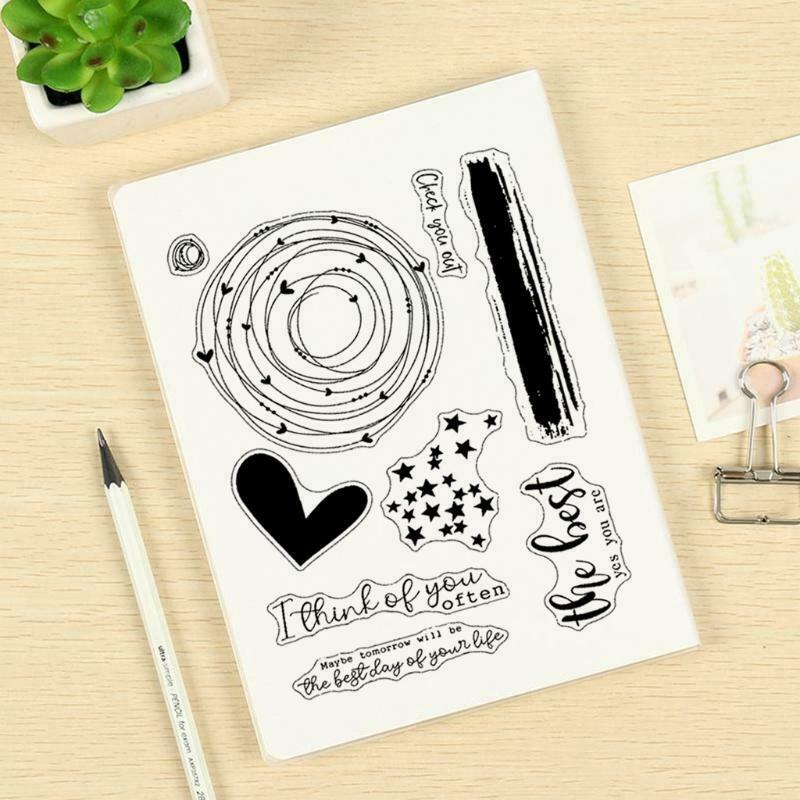 Stars Heart Shape Wishes Lettering Clear Stamps Elegant Card Making Stamps DIY