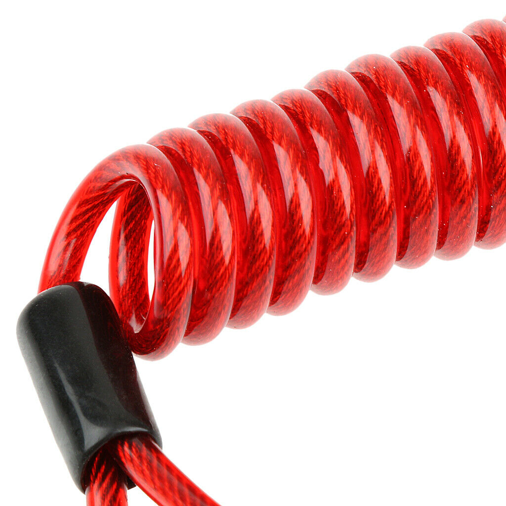 Coiled Lanyard Fishing Spring Cord Luggage Lock Cable Anti-Theft Red 1.5m