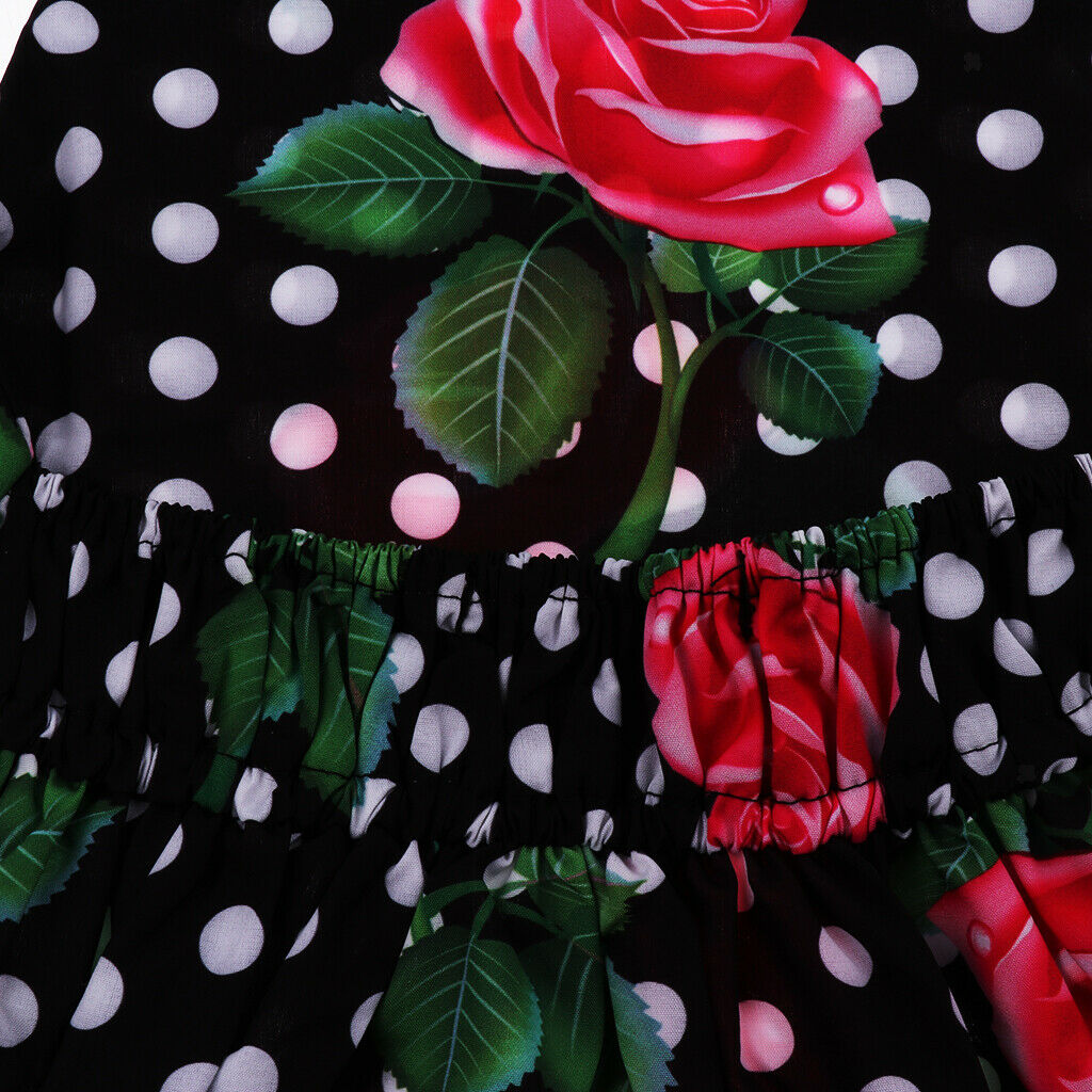 Baby Kids Girls Flower Print Ruffles Dress 2T Black
