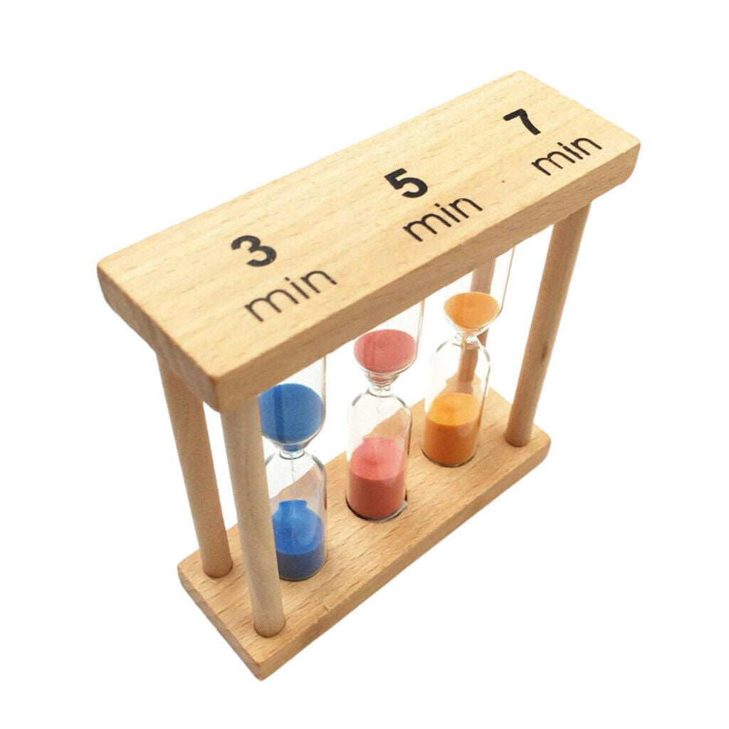 3-in-1 Wooden Sand Clock Timer Sandglass Timer for Games Brushing Timer