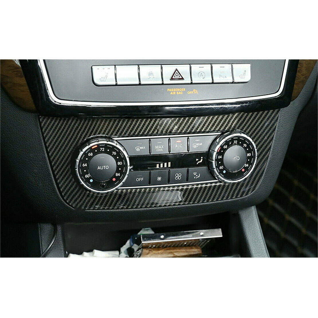 Carbon Fiber Style Center AC Switch Panel Trim Bezel Fit For Benz ML GL GLE GLS