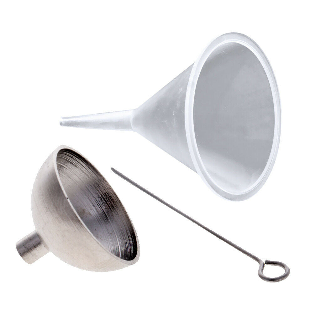 2 Pieces Stainless Steel Plastic Funnel Set For Small Bottle/Containers Urn