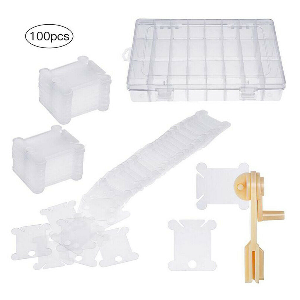 102Pcs Floss Bobbin Winder Thread Winding Card Holder Storage Box Sewing Kit