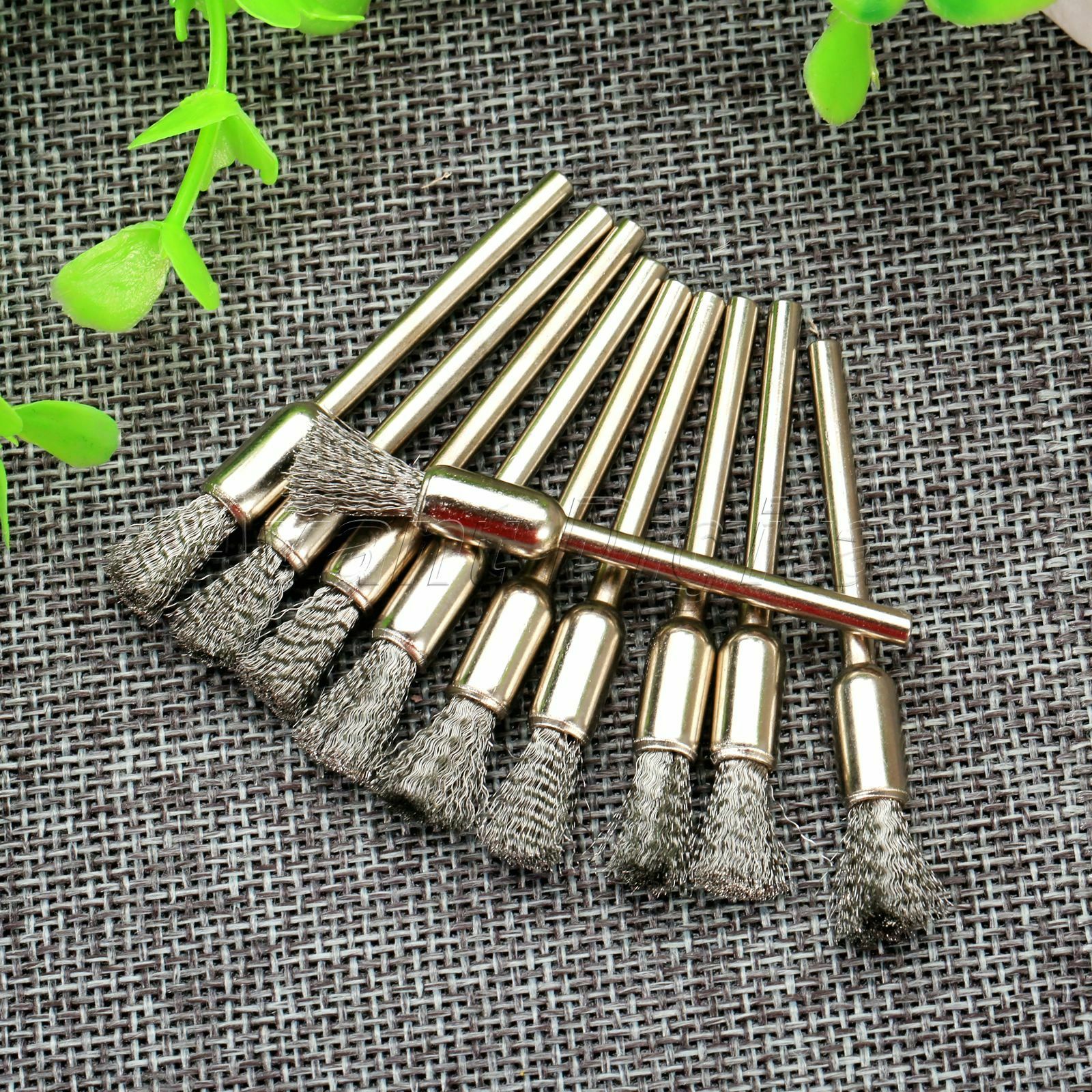 Steel Wire Pen 3mm Mandrel 6mm Brushes Cleaner Polishing Power Die Grinder 10Pcs