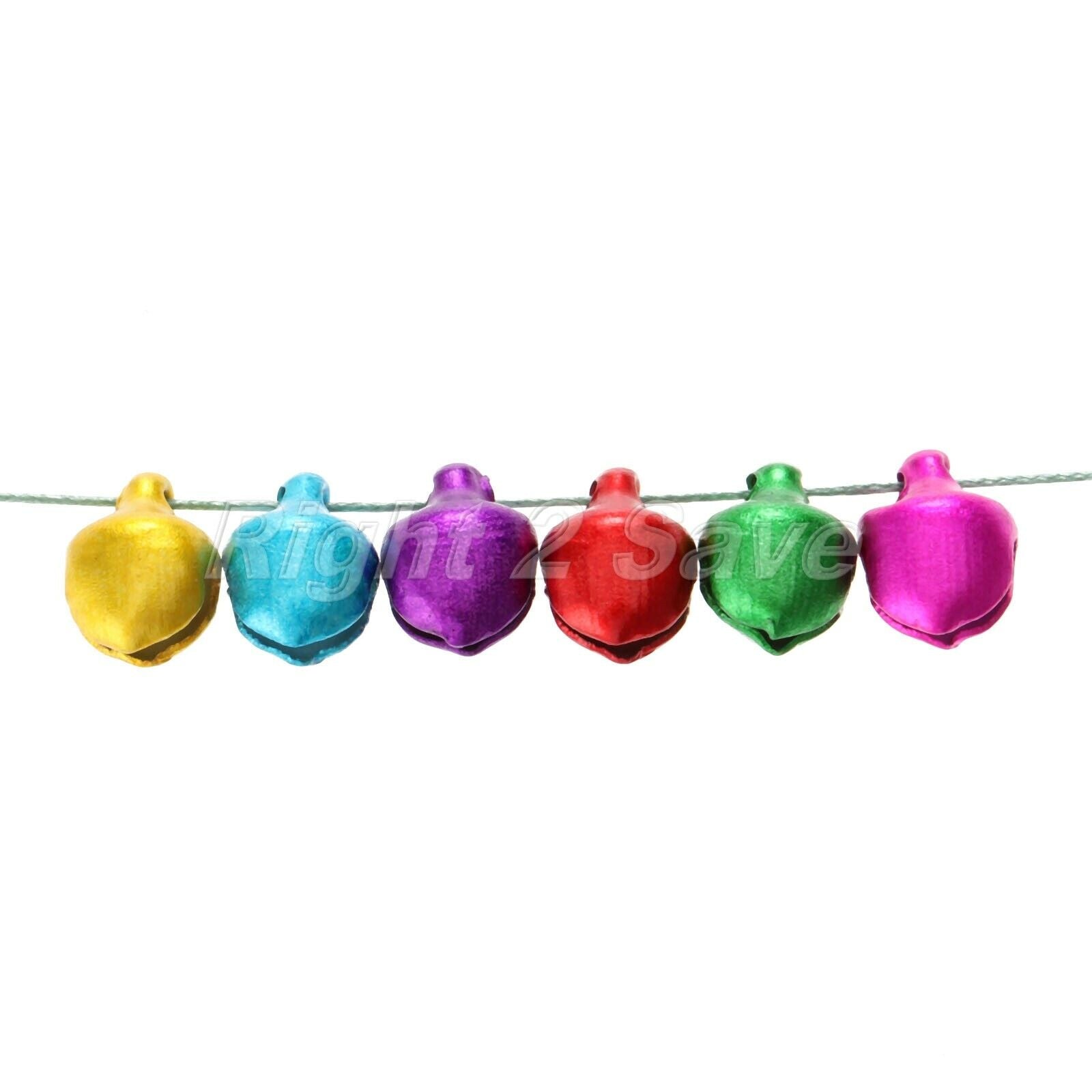 100xAluminum Beads Jingle Bells Charms Christmas Pendants Decoration Mixed Color