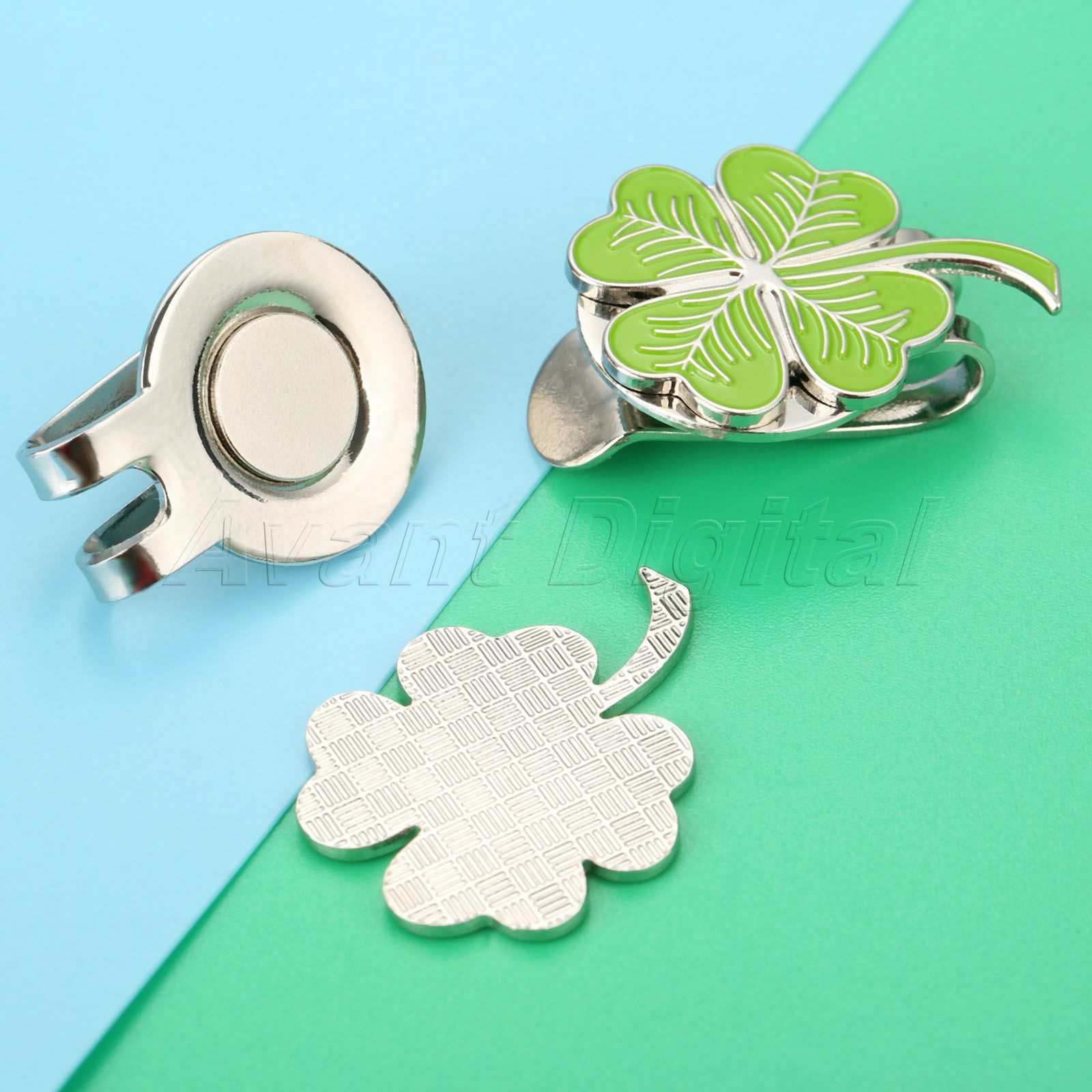Sport Four Leaf Clover Hat Clip With Magnetic Golf Ball Marker Rub Training Game