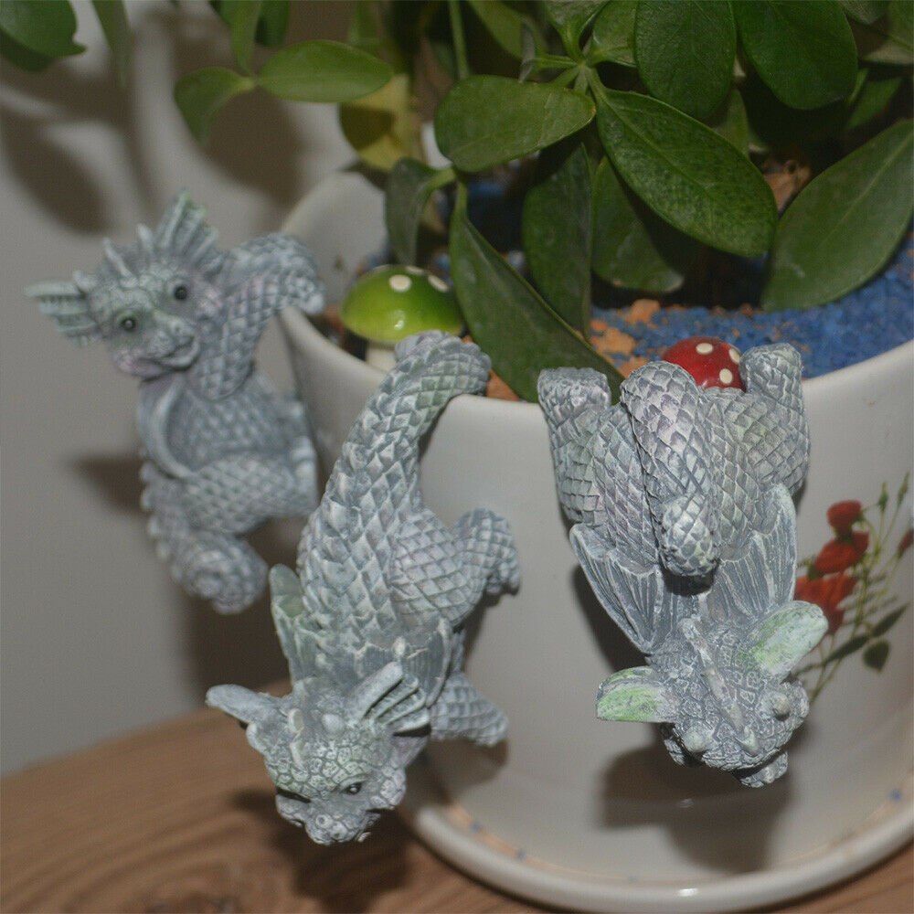 4Pcs Cartoon Hanging Cup Dragon Baby Art Home Ornament Statue Flower Pot Pendant