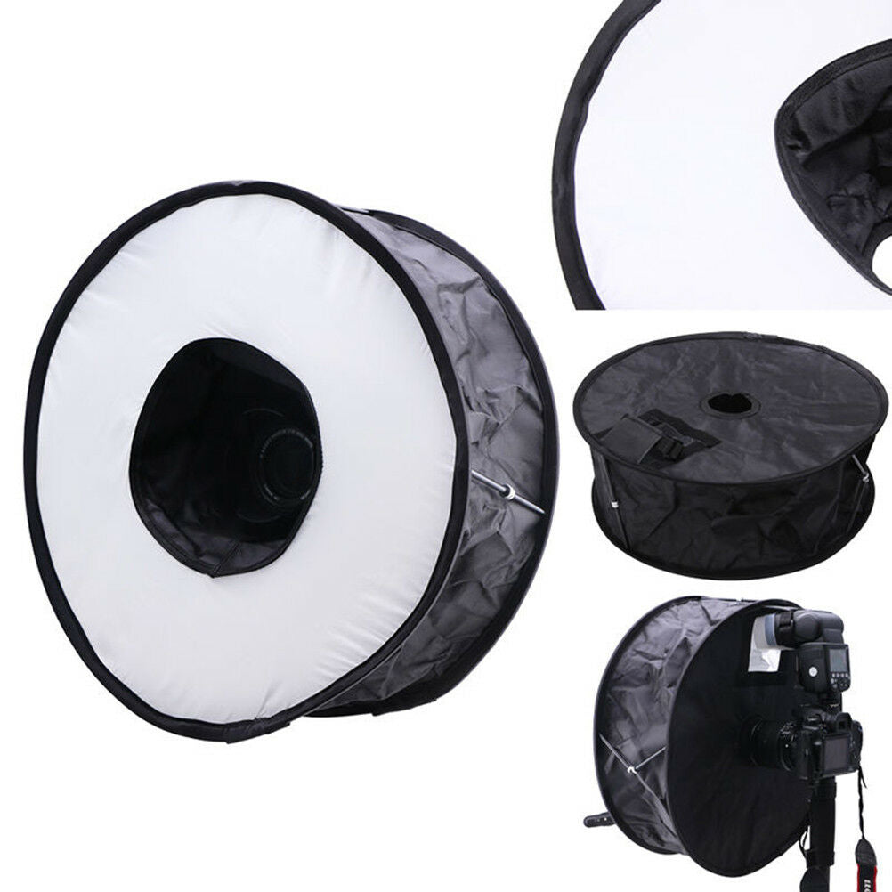45cm Foldable Circular Macro Ring Round Softbox Diffuser for Speedlite Flash_DD