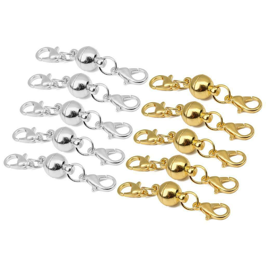 5 Sets Ball Magnetic Clasps with Lobster Clasp for DIY Fashion Jewelry 8mm
